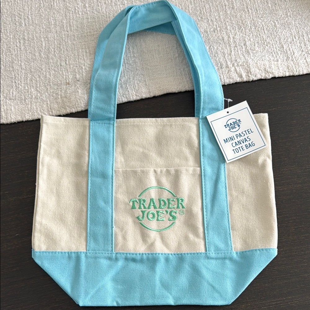 Blue and Cream Canvas Tote Bag